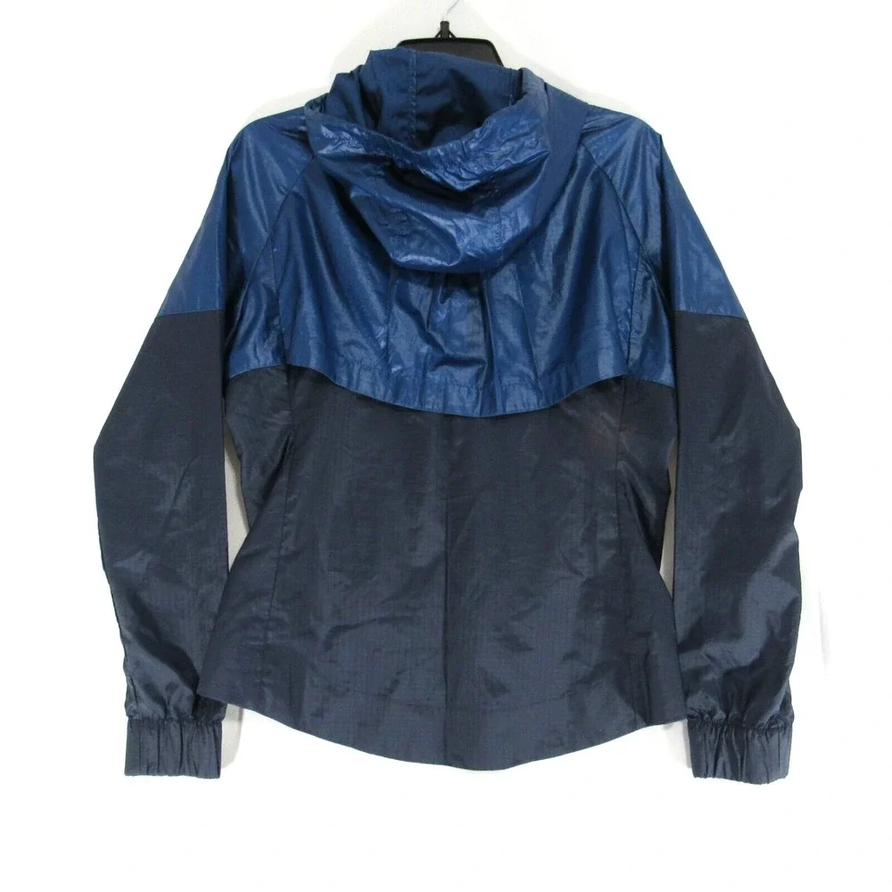 Nike Jacket Womens Small Blue Windrunner Hooded Full Zip Vented Spell Out Swoosh